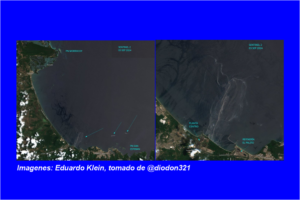 Fotos satelitales de derrame petroleros en Golfo Triste agosto 2024